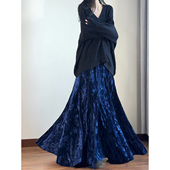 读衣术老钱复古丝绒半身裙 高个子长裙大摆鱼尾裙新中式 加厚冬裙