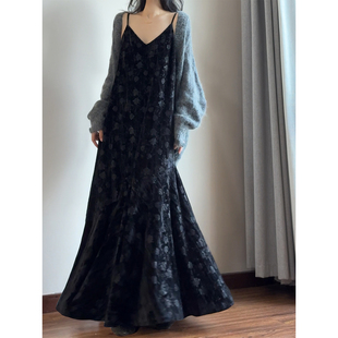 读衣术宽松遮肉鱼尾吊带裙 梨形身材内搭外穿打底裙 金丝绒连衣裙