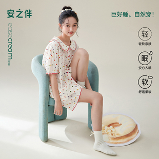 甜美可爱娃娃领家居服套装 安之伴睡衣女夏季 短裤 纯棉2025新款 短袖