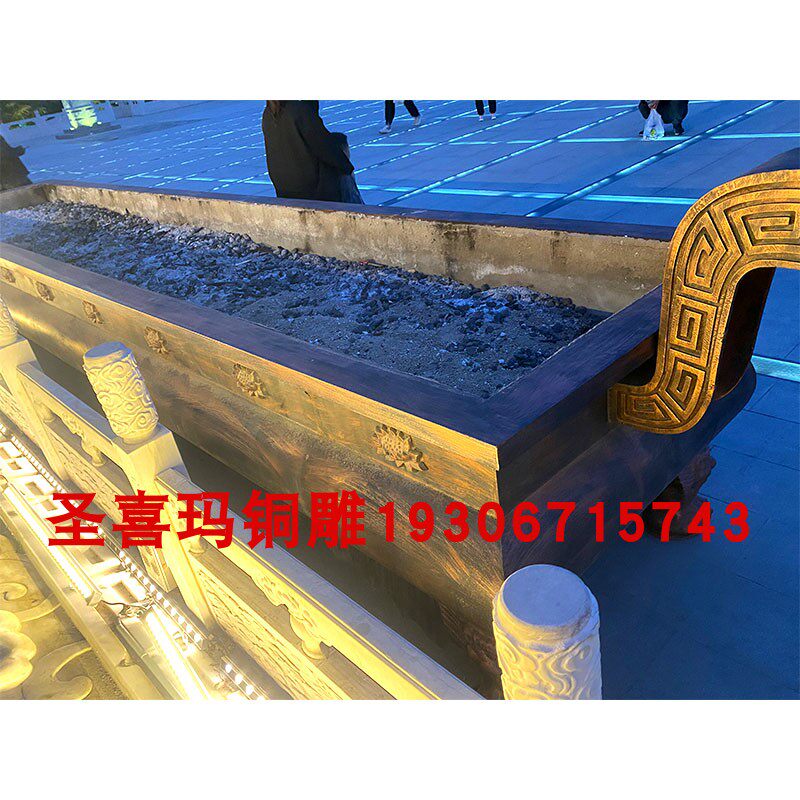 定制大型寺庙长方形平口香炉铸铜景区大殿门口化宝炉铸铁烧纸鼎炉