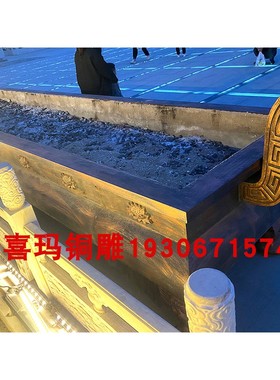 定制大型寺庙长方形平口香炉铸铜景区大殿门口化宝炉铸铁烧纸鼎炉