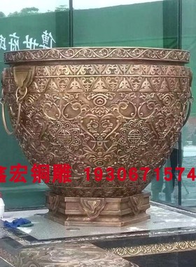 庭院铜缸门海雕花铜大缸吉祥缸太平缸纯铜福鱼缸定制新中式故宫缸