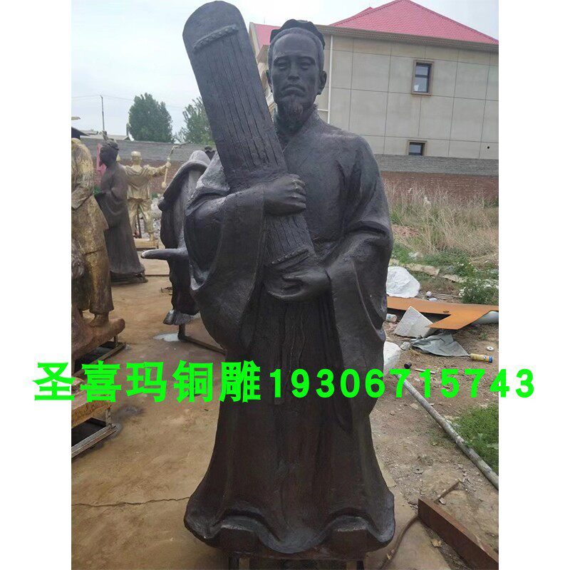 古代人物雕塑定制铸铜弹琴文人少雕塑