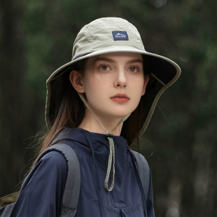 户外速干徒步钓鱼登山帽女夏天2026新款大檐防晒遮阳护颈渔夫帽男