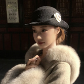 赫本名媛千金风帽子女2025秋冬新款 优雅时尚 洋气显脸小渔夫帽礼帽