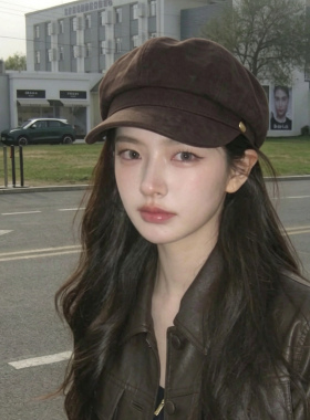 复古八角报童贝雷帽女秋冬显脸小