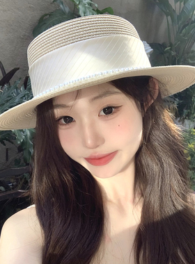平顶草帽海边沙滩女夏大檐太阳帽