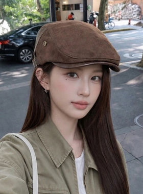 显脸小前进贝雷帽女秋冬大头围男