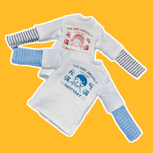 小布blythe假两件套长袖上衣娃衣ob24条纹长袖卫衣ob22休闲长袖