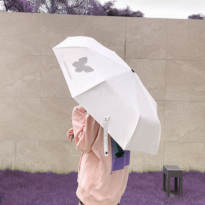 反光蝴蝶ins雨伞女晴雨两用自动太阳伞少女心折叠防晒防紫外线潮