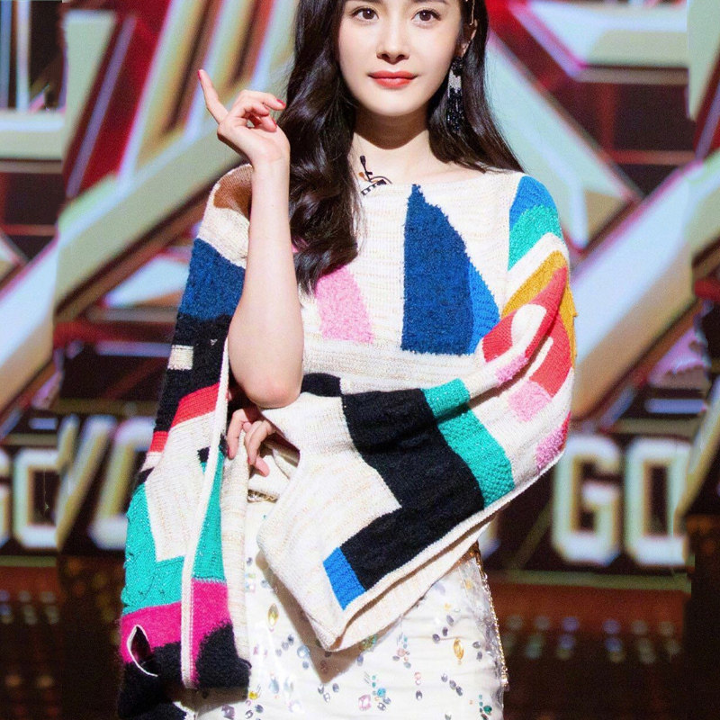 杨幂同款衣服2019新款秋冬季彩虹拼色针织衫喇叭袖宽松毛衣外套女在类目 女装/女士精品, 毛衣中 - 来自Buy2taobao.com提供专业的淘宝代购服务