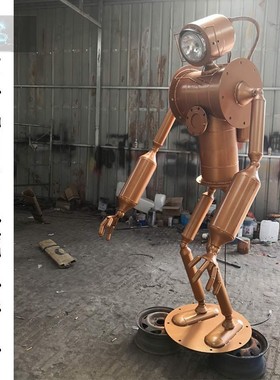复古工业风朋克金属商场酒吧装饰模型铁艺太空机器人迎宾创意摆件