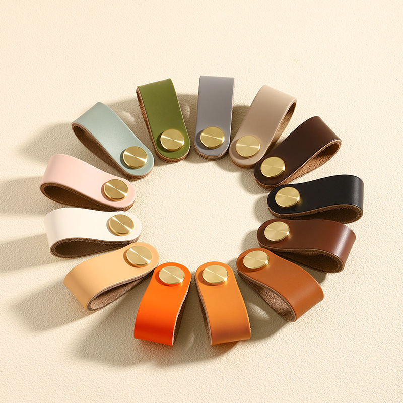 防撞皮拉手橱柜衣柜柜门抽屉皮革皮质橱柜拉手小孩房单孔软把手