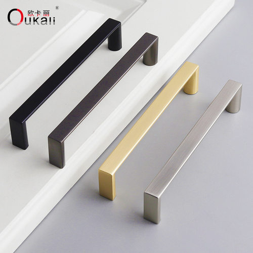 欧卡丽橱柜衣柜柜门抽屉锌合金板凳拉手镍拉丝96 128款式把手