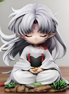 坐姿杀生丸豪华犬小夜叉童年动漫GK模型手办车载摆件礼物