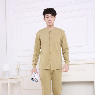 利工民风开胸纯棉圆领男士打底衫