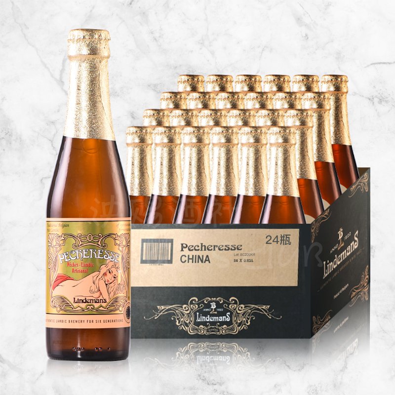 整箱24瓶 比利时原装进口林德曼桃子果味啤酒 Lindemans 女士酒
