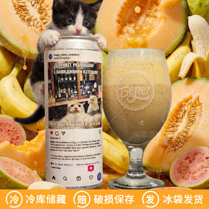 新品俄罗斯进口魔法风暴猫厂爱我喵冰沙酸艾尔果泥精酿啤酒450ml