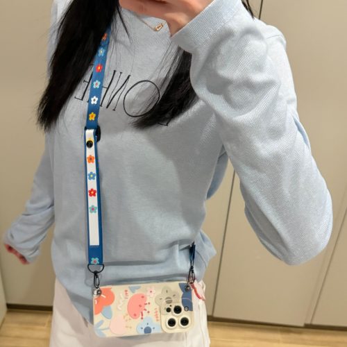 手机壳侧边斜挎挂绳可背