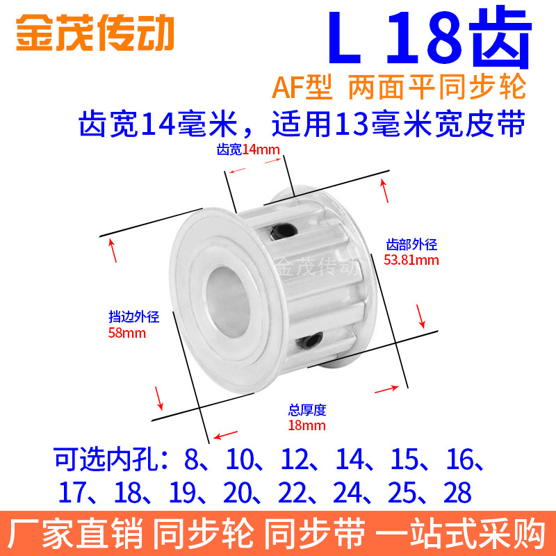 L18齿同步带轮AF齿宽14内孔810