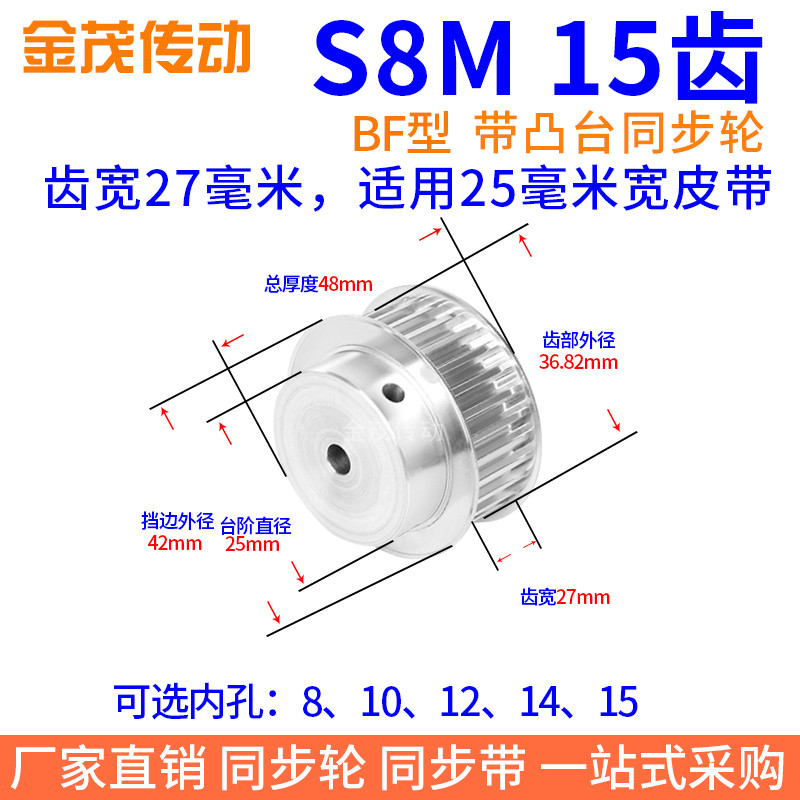 S8M15齿同步轮齿宽27内孔81012