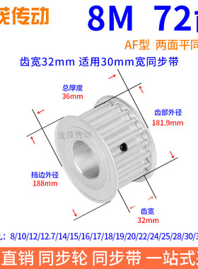8M72齿AF齿宽32同步带轮内孔19 20 22 24 25 28 30键槽孔同步轮8M