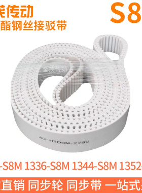 白色同步皮带1328-S8M1336-S8M1344-S8M1352-S8M聚氨酯同步带PU带