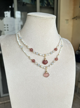 春不晚手作｜草莓晶宝宝锁汉服旗袍短款软璎珞项链复古国风