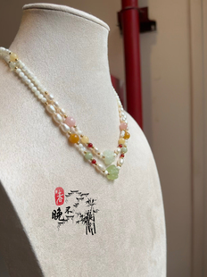 春不晚手作 岫玉梅花短璎珞背云多宝汉服旗袍项链古风配饰春夏