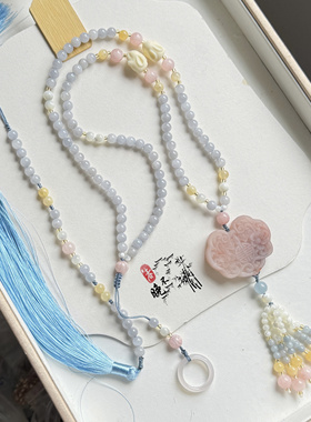 春不晚 无金属天然石长璎珞背云项链古风汉服旗袍新中式国风配饰