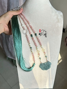 春不晚危料翡翠锁璎珞无金属背云汉服旗袍背云长项链古风配饰