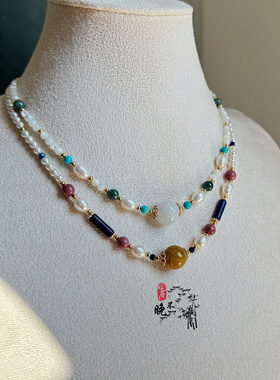 春不晚 淡水珍珠天然石短璎珞新中式锁骨链手链项链