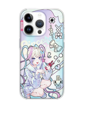 olioni 主播少女糖糖原创插画磨砂超好看小众全包苹果手机壳iphone16promax/16/15/13大孔双层iMD防摔可挂绳