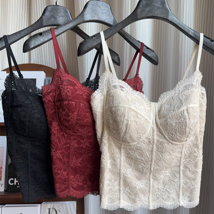 秋冬磨毛发生蕾丝纯欲吊带美背