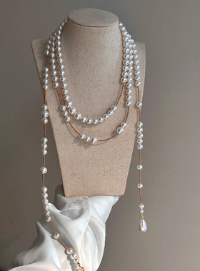 破碎珍珠项链长款土星