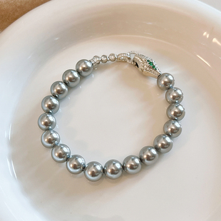 灵蛇真多麻银灰珍珠手链女款手饰轻奢高级感灰色气质2026新款爆款