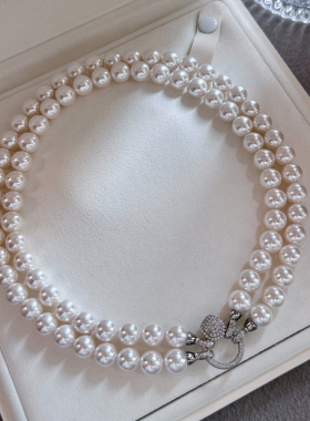 珍珠项链双层叠戴2026新款爆款女款轻奢小众颈链秋冬毛衣链高级感