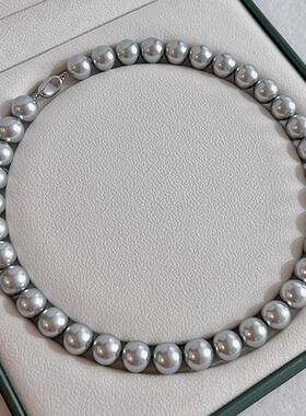 倪妮明星同款铂金灰色珍珠项链真多麻颈链女款2025新款锁骨链10mm