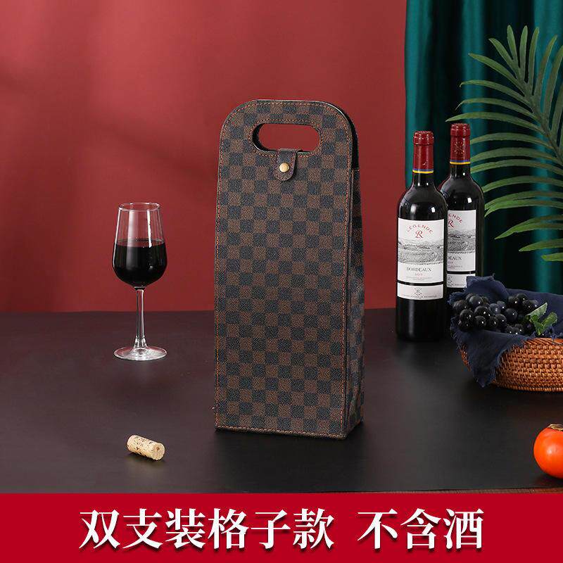 现货红酒礼盒双支装高档手提袋葡萄酒包装开窗镂空红酒包装盒爆款