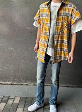 FOG 主线4th黄格子坎肩衬衫高街比伯同款打底衫纯棉自主高品质