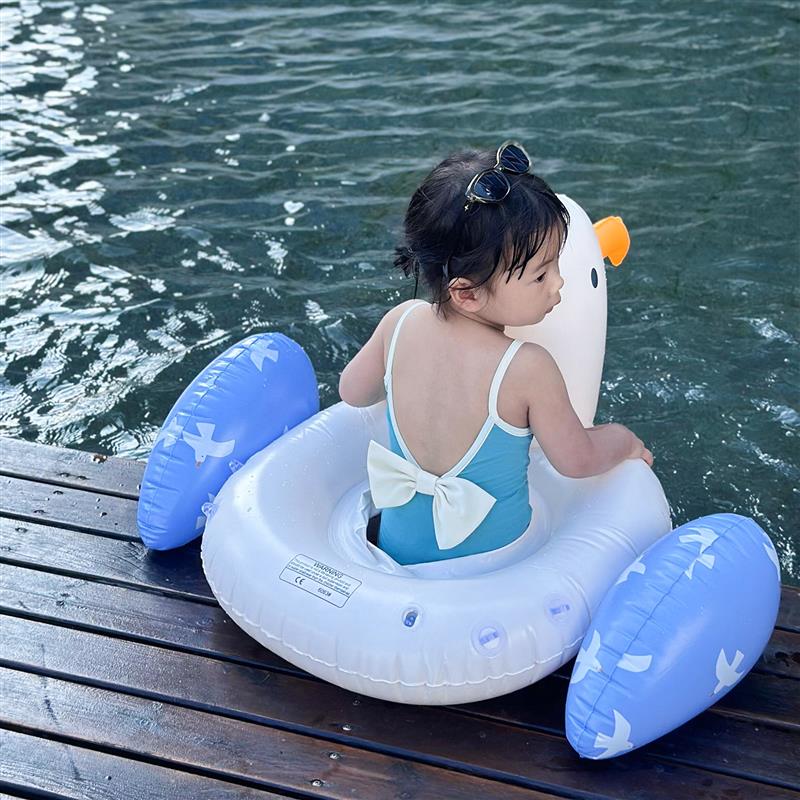 可爱海鸥儿童游泳圈遮阳座圈婴幼儿0-4岁宝宝浮圈水上玩具腋下圈