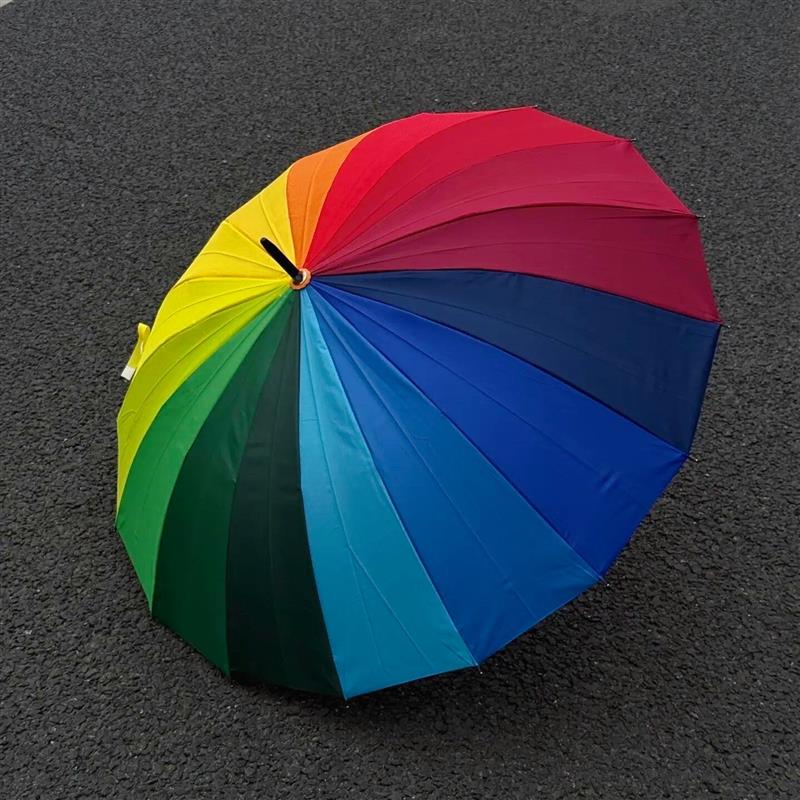彩虹雨伞女晴雨两用加大加厚加固学生上学专用防晒防紫外线遮阳伞
