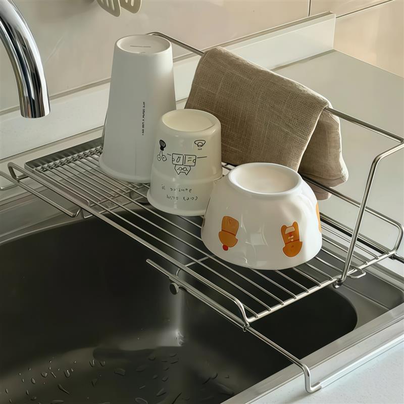 不锈钢水槽沥水篮厨房水池伸缩碗碟盆沥水架多功能餐具碗筷洗菜篮