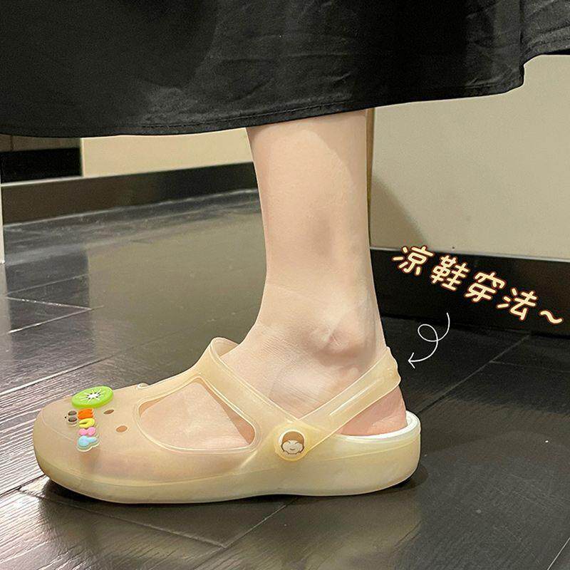 韩版果冻鞋2025新款玛丽珍洞洞鞋平底鞋软皮女款显脚小高颜值凉鞋