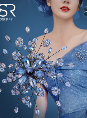 欧美轻奢满天星仿水晶胸针
