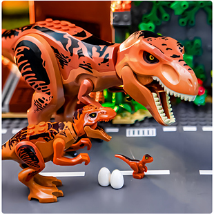 积木恐龙霸王龙暴龙系列拼装模型儿童益智侏罗纪玩具男孩礼物套装