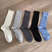 黑色灰色春夏高筒纯棉日系工装 四双袜子男女西装 袜中长筒长袜皮鞋