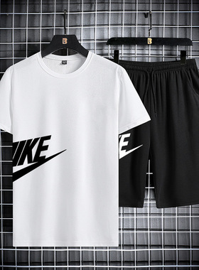 summer man men sport gym fitness suit wear clothes set 2pcs