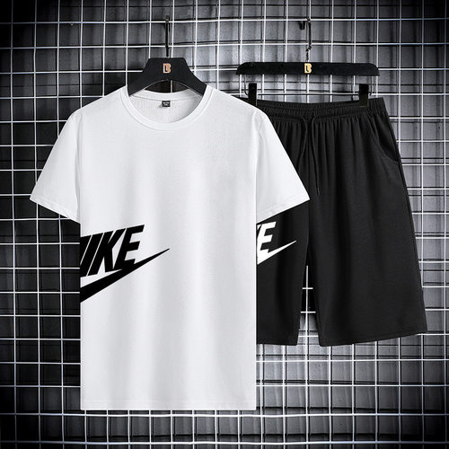 summer man men sport gym fitness suit wear clothes set 2pcs