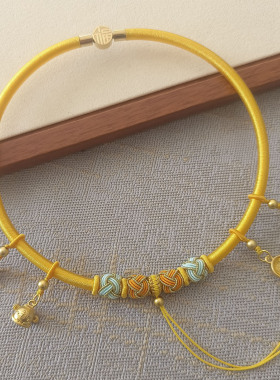 宝宝周岁长命百岁金锁项圈编织绳